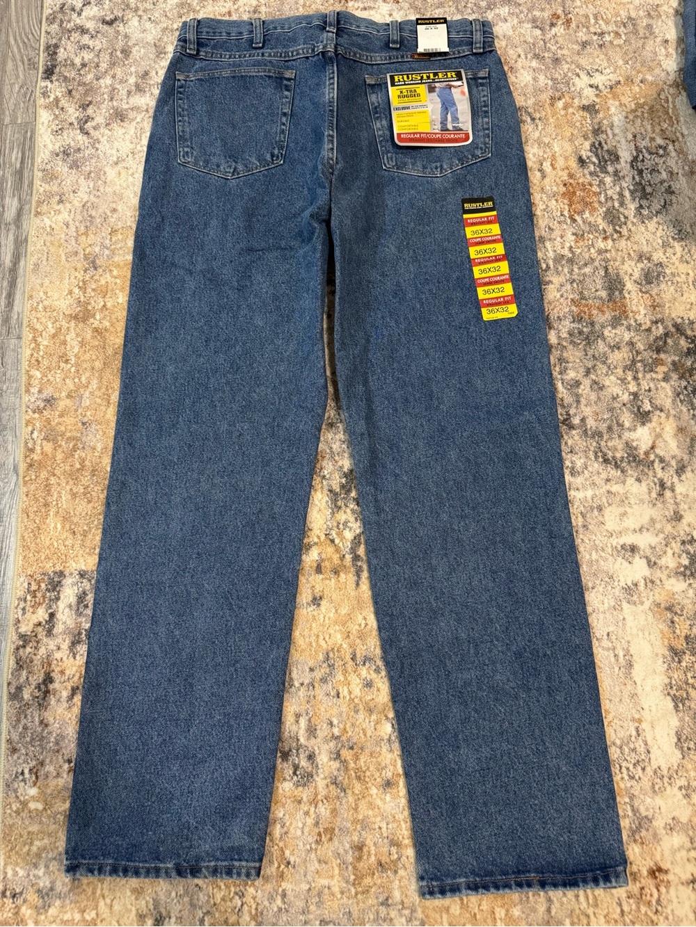 Rustler Men's Straight-Leg Dark Blue Denim Jeans